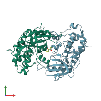 PDB entry 1yrp coloured by chain, front view.