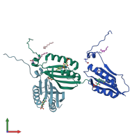PDB entry 1yrx coloured by chain, front view.