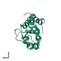 PDB entry 1ys0 coloured by chain, side view.