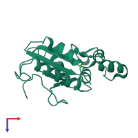 PDB entry 1ys0 coloured by chain, top view.