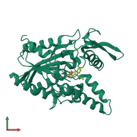 PDB entry 1ys1 coloured by chain, front view.