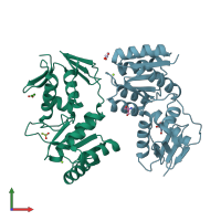 PDB entry 1ys7 coloured by chain, front view.