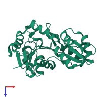 PDB entry 1ys9 coloured by chain, top view.