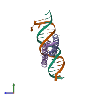 PDB entry 1ysa coloured by chain, side view.