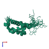 PDB entry 1yse coloured by chain, ensemble of 20 models, top view.