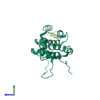 PDB entry 1ysg coloured by chain, side view.