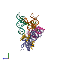 PDB entry 1ysh coloured by chain, side view.