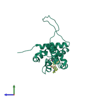 PDB entry 1ysn coloured by chain, side view.