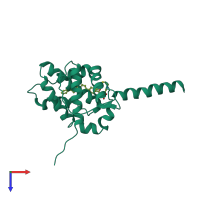 PDB entry 1ysn coloured by chain, top view.