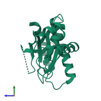 PDB entry 1ysp coloured by chain, side view.