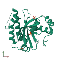 PDB entry 1ysq coloured by chain, front view.