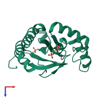PDB entry 1ysq coloured by chain, top view.