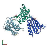 PDB entry 1ysr coloured by chain, front view.