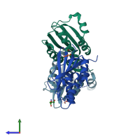 PDB entry 1ysr coloured by chain, side view.