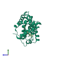 PDB entry 1ysx coloured by chain, side view.