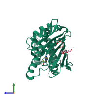 PDB entry 1ysz coloured by chain, side view.