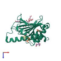 PDB entry 1yt0 coloured by chain, top view.
