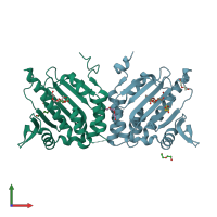 PDB entry 1yt1 coloured by chain, front view.