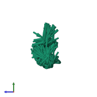 PDB entry 1yt6 coloured by chain, ensemble of 50 models, side view.