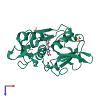 Monomeric assembly 1 of PDB entry 1yt7 coloured by chemically distinct molecules, top view.