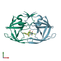 PDB entry 1yt9 coloured by chain, front view.