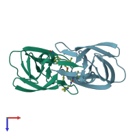PDB entry 1yt9 coloured by chain, top view.
