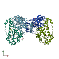 PDB entry 1yta coloured by chain, front view.