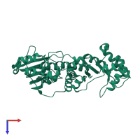 PDB entry 1ytd coloured by chain, top view.