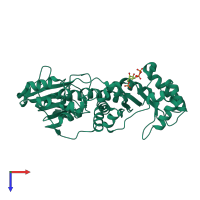 PDB entry 1yte coloured by chain, top view.