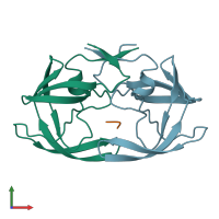 PDB entry 1ytg coloured by chain, front view.