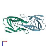 PDB entry 1ytg coloured by chain, top view.