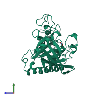 PDB entry 1ytn coloured by chain, side view.