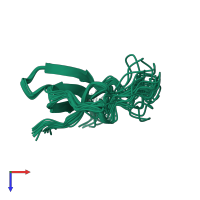 PDB entry 1ytp coloured by chain, ensemble of 20 models, top view.