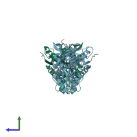 PDB entry 1ytv coloured by chain, side view.