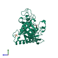 PDB entry 1ytw coloured by chain, side view.