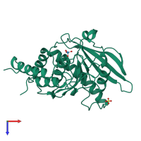 PDB entry 1ytw coloured by chain, top view.