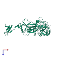 PDB entry 1yu3 coloured by chain, top view.