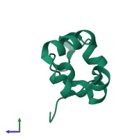 PDB entry 1yu5 coloured by chain, side view.