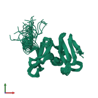 PDB entry 1yua coloured by chain, ensemble of 26 models, front view.