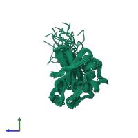 PDB entry 1yua coloured by chain, ensemble of 26 models, side view.