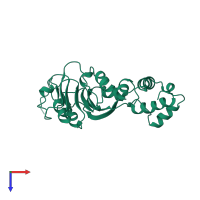 PDB entry 1yub coloured by chain, top view.