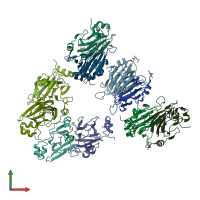 PDB entry 1yud coloured by chain, front view.