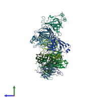 PDB entry 1yud coloured by chain, side view.
