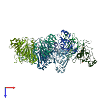 PDB entry 1yud coloured by chain, top view.