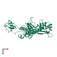 PDB entry 1yue coloured by chain, top view.
