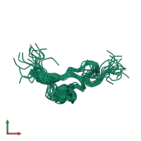 PDB entry 1yuf coloured by chain, ensemble of 16 models, front view.