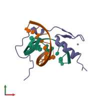 PDB entry 1yui coloured by chain, front view.