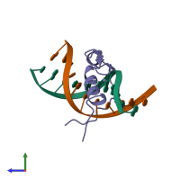 PDB 1yui coloured by chain and viewed from the side.