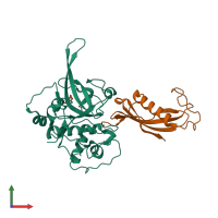 Hetero dimeric assembly 1 of PDB entry 1yvb coloured by chemically distinct molecules, front view.