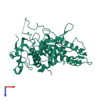 PDB entry 1yvg coloured by chain, top view.